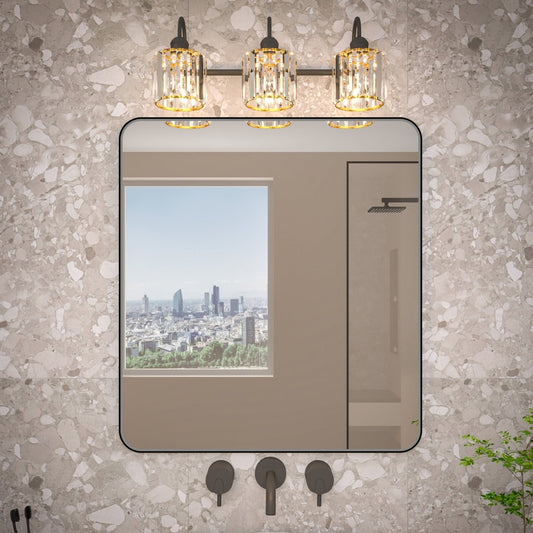 Noir 32" x 36" Vanity Mirror – Modern, Elegant, Rectangular Wall Mirror with Tempered Glass, Shatterproof, Rust-Resistant, Matte Black Frame for Bathroom, Living Room & Hallway