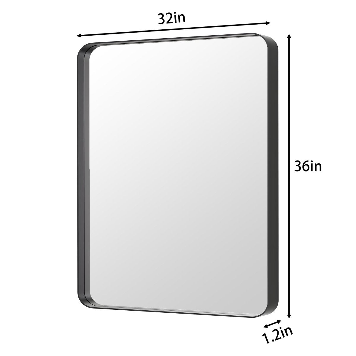 Noir 32" x 36" Vanity Mirror – Modern, Elegant, Rectangular Wall Mirror with Tempered Glass, Shatterproof, Rust-Resistant, Matte Black Frame for Bathroom, Living Room & Hallway - ExBriteUSA