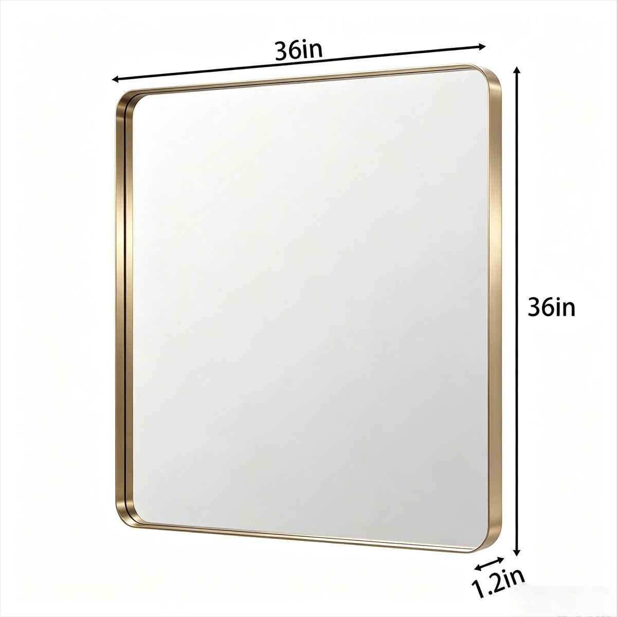 Noir 36" x 36" Gold Framed Rectangular Bathroom Mirror