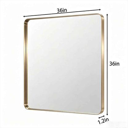 Noir 36" x 36" Gold Framed Rectangular Bathroom Mirror