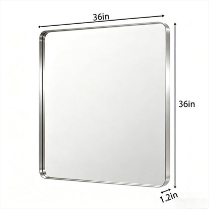 Noir 36" x 36" Silver Framed Rectangular Bathroom Mirror