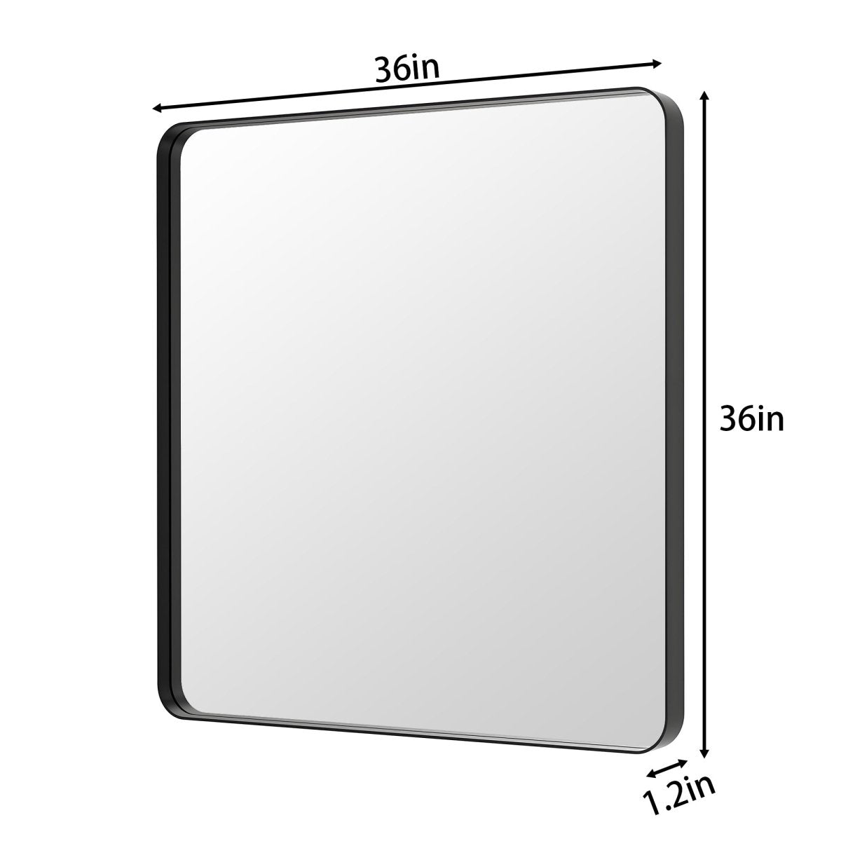 Noir 36" x 36" Vanity Mirror – Modern, Elegant, Rectangular Wall Mirror with Tempered Glass, Shatterproof, Rust-Resistant, Matte Black Frame for Bathroom, Living Room & Hallway - ExBriteUSA