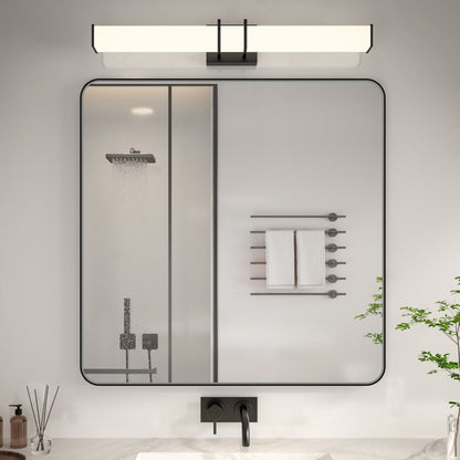 Noir 36" x 36" Vanity Mirror – Modern, Elegant, Rectangular Wall Mirror with Tempered Glass, Shatterproof, Rust-Resistant, Matte Black Frame for Bathroom, Living Room & Hallway - ExBriteUSA