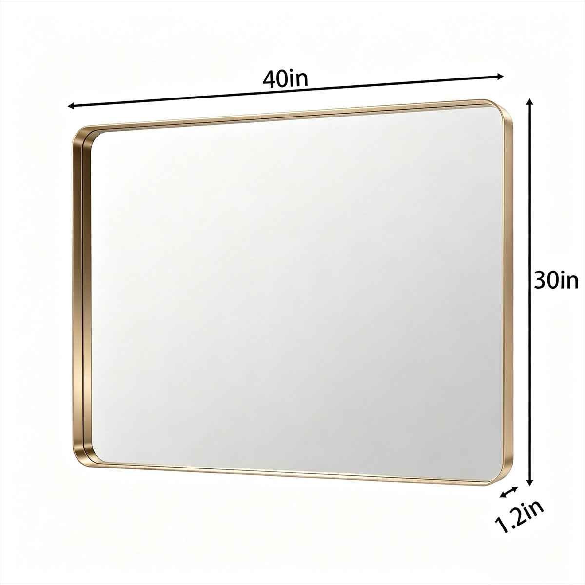 Noir 40" x 30" Gold Framed Rectangular Bathroom Mirror
