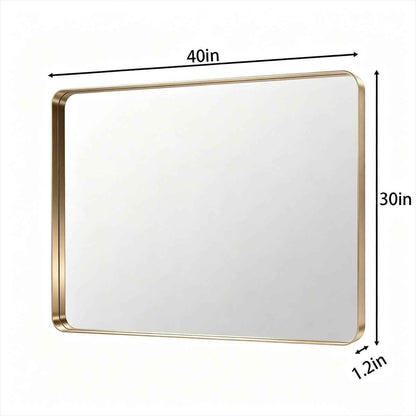 Noir 40" x 30" Gold Framed Rectangular Bathroom Mirror