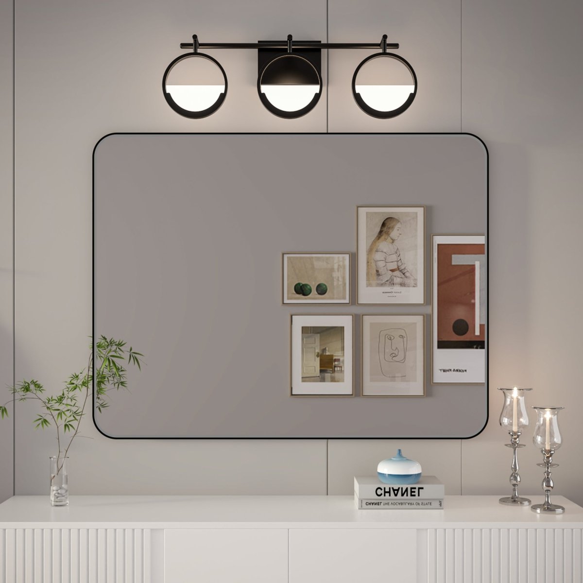 Noir 40" x 30" Vanity Mirror – Modern, Elegant, Rectangular Wall Mirror with Tempered Glass, Shatterproof, Rust-Resistant, Matte Black Frame for Bathroom, Living Room & Hallway - ExBriteUSA