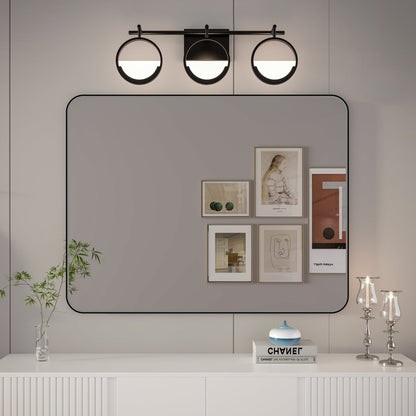 Noir 40" x 30" Vanity Mirror – Modern, Elegant, Rectangular Wall Mirror with Tempered Glass, Shatterproof, Rust-Resistant, Matte Black Frame for Bathroom, Living Room & Hallway - ExBriteUSA