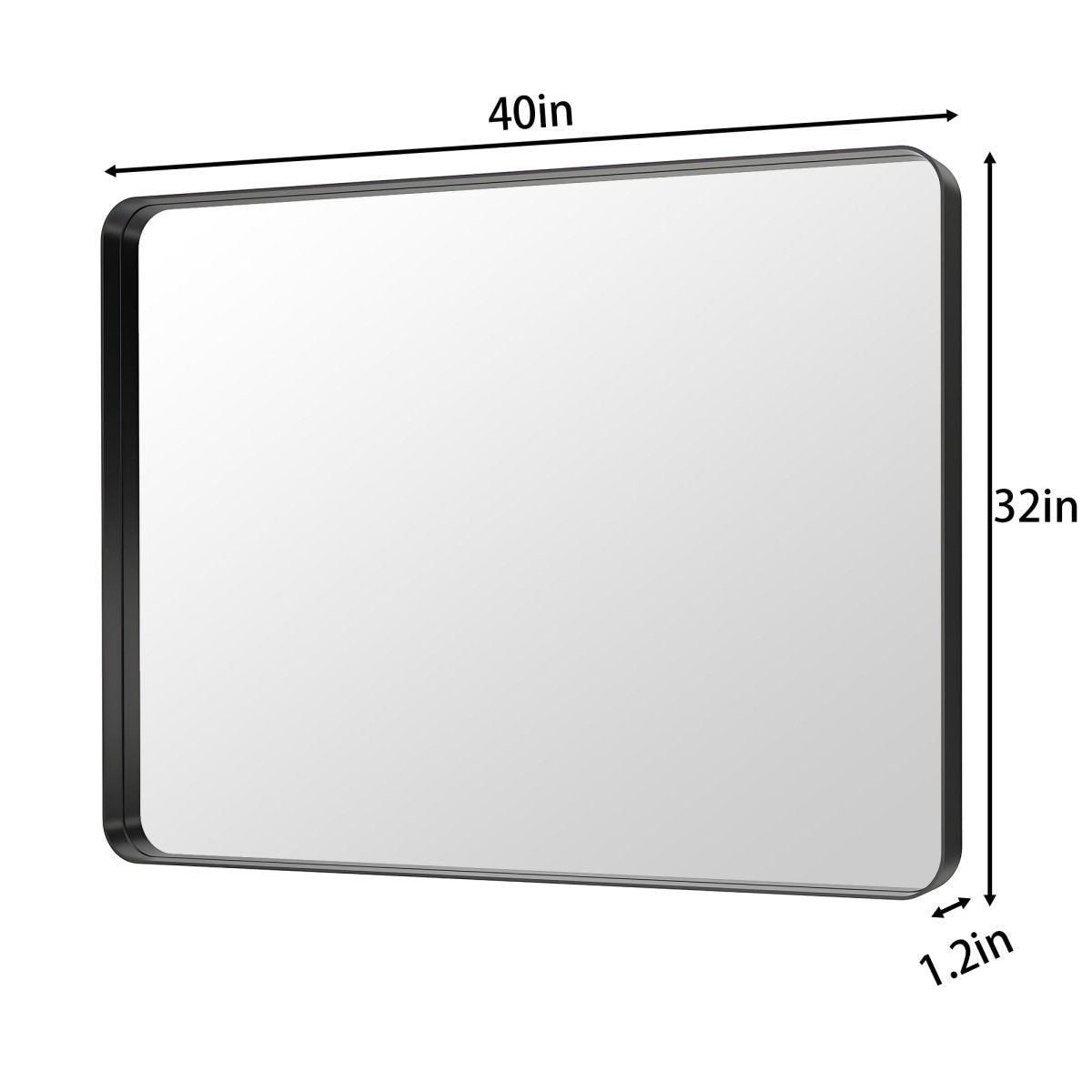 Noir 40" x 32" Vanity Mirror – Modern, Elegant, Rectangular Wall Mirror with Tempered Glass, Shatterproof, Rust-Resistant, Matte Black Frame for Bathroom, Living Room & Hallway - ExBriteUSA