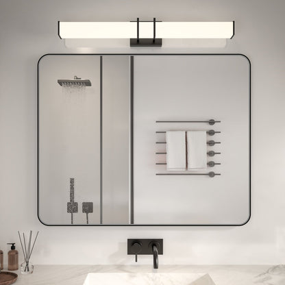 Noir 40" x 32" Vanity Mirror – Modern, Elegant, Rectangular Wall Mirror with Tempered Glass, Shatterproof, Rust-Resistant, Matte Black Frame for Bathroom, Living Room & Hallway - ExBriteUSA