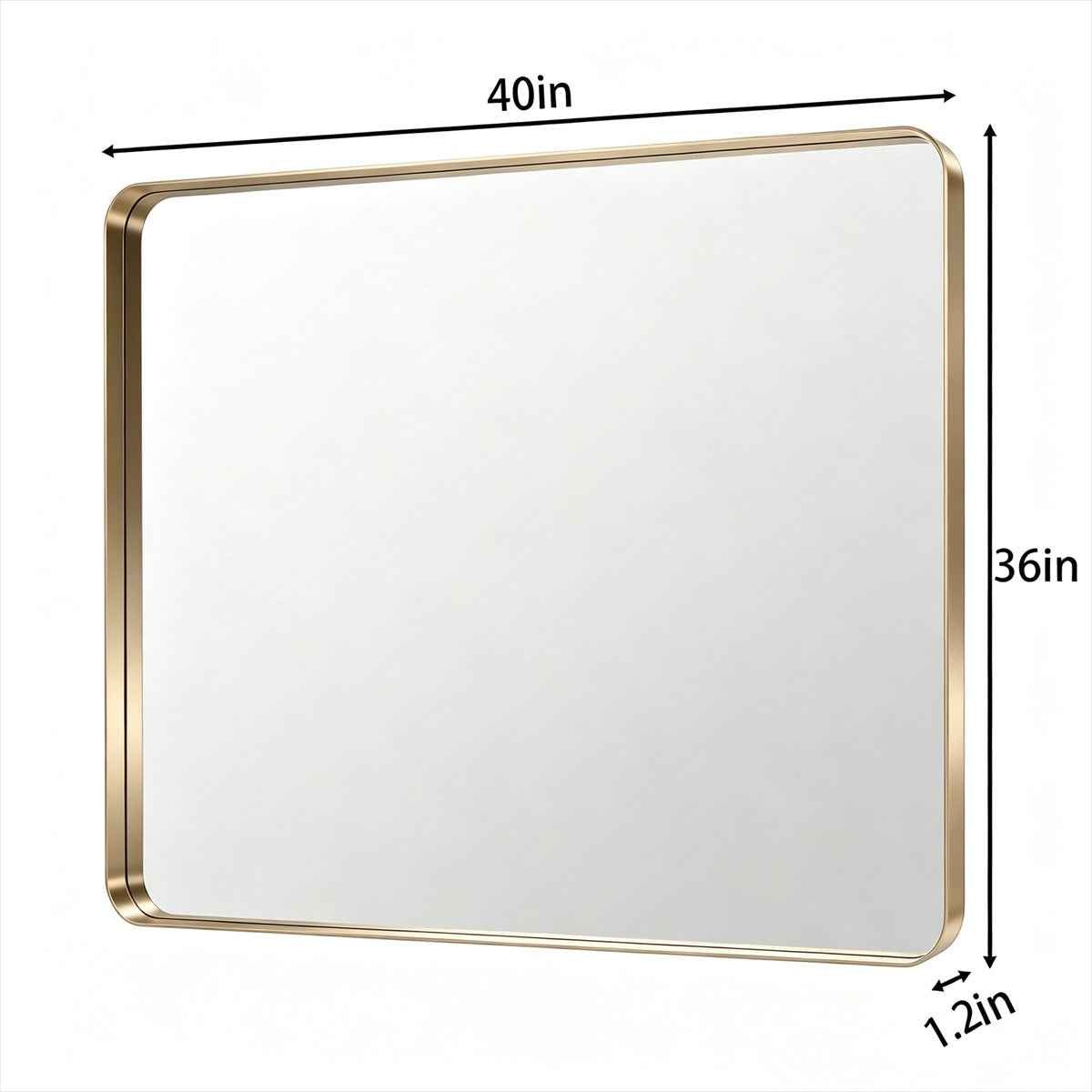 Noir 40" x 36" Gold Framed Rectangular Bathroom Mirror