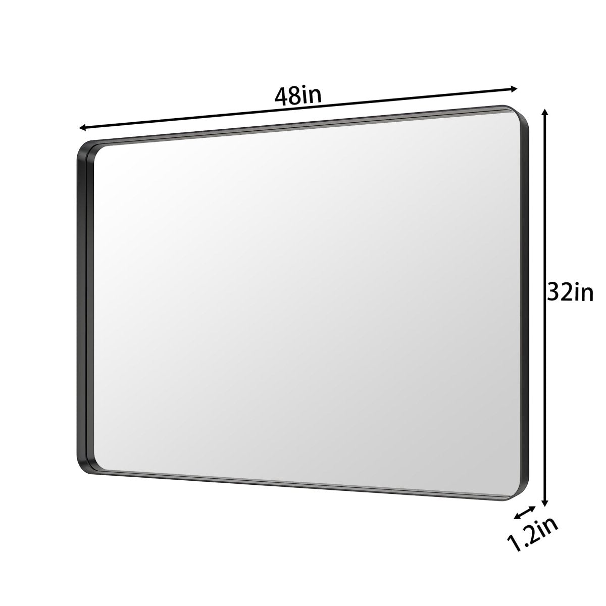 Noir 48" x 32" Vanity Mirror – Modern, Elegant, Rectangular Wall Mirror with Tempered Glass, Shatterproof, Rust-Resistant, Matte Black Frame for Bathroom, Living Room & Hallway - ExBriteUSA