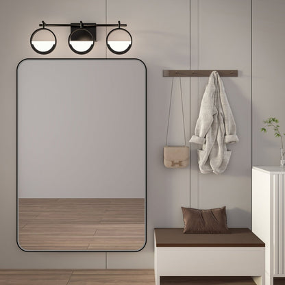 Noir 48" x 32" Vanity Mirror – Modern, Elegant, Rectangular Wall Mirror with Tempered Glass, Shatterproof, Rust-Resistant, Matte Black Frame for Bathroom, Living Room & Hallway - ExBriteUSA