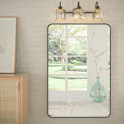 Noir 48" x 32" Vanity Mirror – Modern, Elegant, Rectangular Wall Mirror with Tempered Glass, Shatterproof, Rust-Resistant, Matte Black Frame for Bathroom, Living Room & Hallway - ExBriteUSA