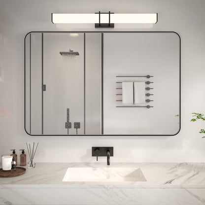 Noir 48" x 32" Vanity Mirror – Modern, Elegant, Rectangular Wall Mirror with Tempered Glass, Shatterproof, Rust-Resistant, Matte Black Frame for Bathroom, Living Room & Hallway - ExBriteUSA