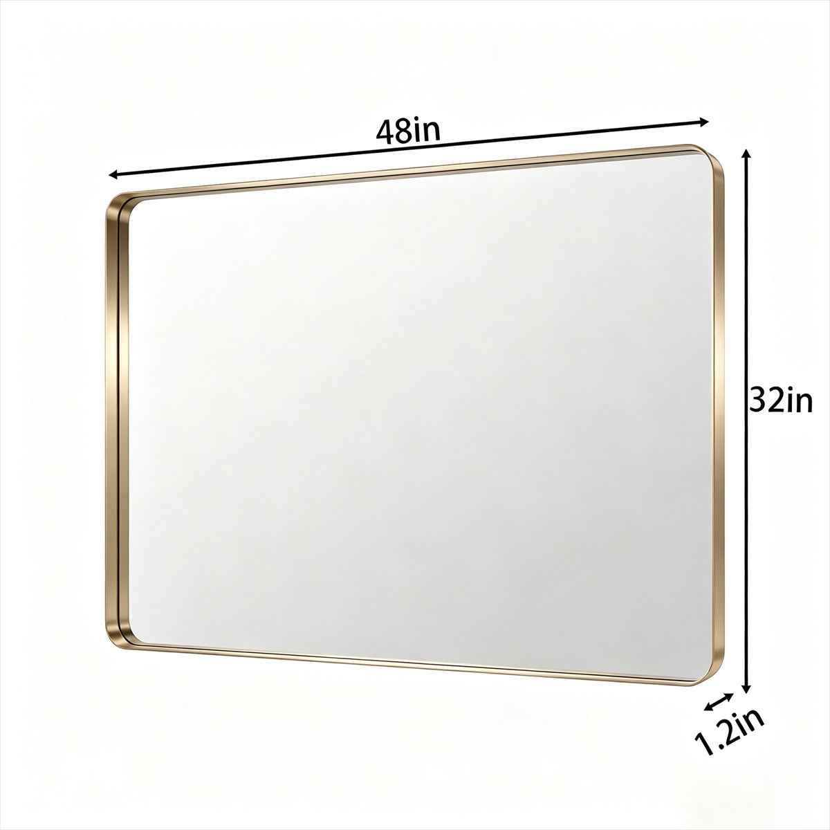 Noir 48" x 32" Gold Framed Rectangular Bathroom Mirror