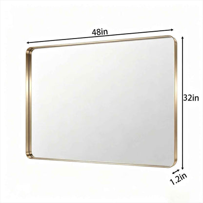 Noir 48" x 32" Gold Framed Rectangular Bathroom Mirror