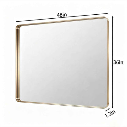 Noir 48" x 36" Gold Framed Rectangular Bathroom Mirror