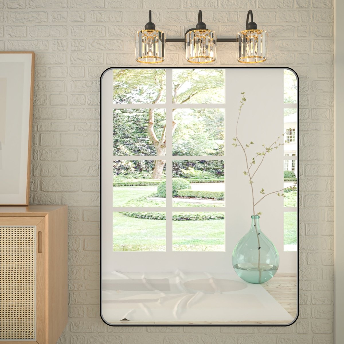 Noir 48" x 36" Vanity Mirror – Modern, Elegant, Rectangular Wall Mirror with Tempered Glass, Shatterproof, Rust-Resistant, Matte Black Frame for Bathroom, Living Room & Hallway - ExBriteUSA