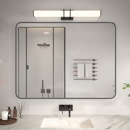 Noir 48" x 36" Vanity Mirror – Modern, Elegant, Rectangular Wall Mirror with Tempered Glass, Shatterproof, Rust-Resistant, Matte Black Frame for Bathroom, Living Room & Hallway - ExBriteUSA