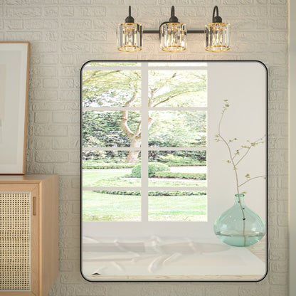 Noir 48" x 40" Vanity Mirror – Modern, Elegant, Rectangular Wall Mirror with Tempered Glass, Shatterproof, Rust-Resistant, Matte Black Frame for Bathroom, Living Room & Hallway - ExBriteUSA