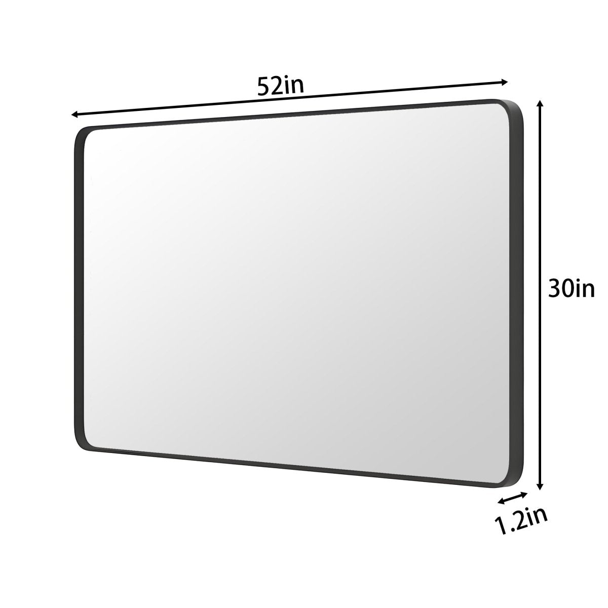 Noir 52" x 30" Vanity Mirror – Modern, Elegant, Rectangular Wall Mirror with Tempered Glass, Shatterproof, Rust-Resistant, Matte Black Frame for Bathroom, Living Room & Hallway - ExBriteUSA