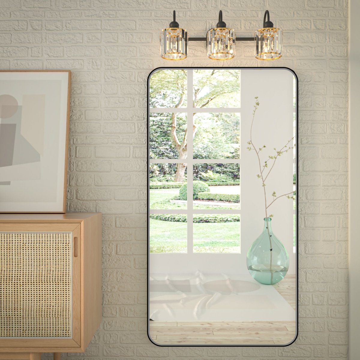 Noir 55" x 30" Vanity Mirror – Modern, Elegant, Rectangular Wall Mirror with Tempered Glass, Shatterproof, Rust-Resistant, Matte Black Frame for Bathroom, Living Room & Hallway - ExBriteUSA