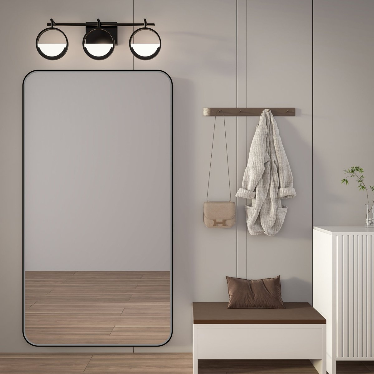 Noir 55" x 30" Vanity Mirror – Modern, Elegant, Rectangular Wall Mirror with Tempered Glass, Shatterproof, Rust-Resistant, Matte Black Frame for Bathroom, Living Room & Hallway - ExBriteUSA