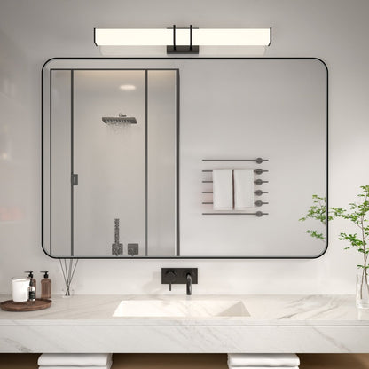 Noir 55" x 36" Vanity Mirror – Modern, Elegant, Rectangular Wall Mirror with Tempered Glass, Shatterproof, Rust-Resistant, Matte Black Frame for Bathroom, Living Room & Hallway - ExBriteUSA