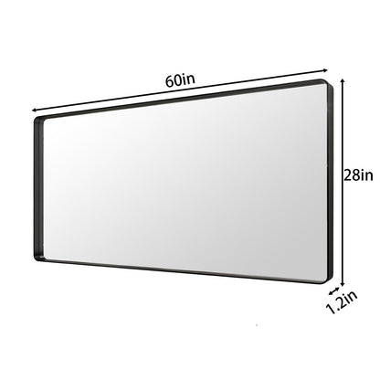 Noir 60" x 28" Vanity Mirror – Modern, Elegant, Rectangular Wall Mirror with Tempered Glass, Shatterproof, Rust-Resistant, Matte Black Frame for Bathroom, Living Room & Hallway - ExBriteUSA
