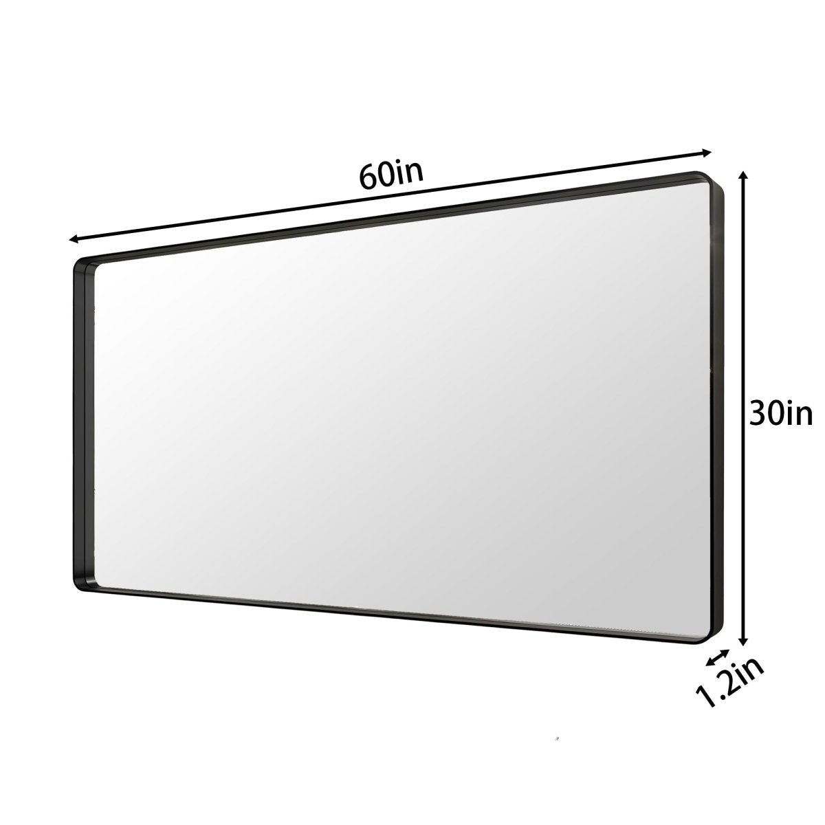 Noir 60" x 30" Vanity Mirror – Modern, Elegant, Rectangular Wall Mirror with Tempered Glass, Shatterproof, Rust-Resistant, Matte Black Frame for Bathroom, Living Room & Hallway - ExBriteUSA