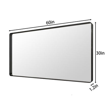Noir 60" x 30" Vanity Mirror – Modern, Elegant, Rectangular Wall Mirror with Tempered Glass, Shatterproof, Rust-Resistant, Matte Black Frame for Bathroom, Living Room & Hallway - ExBriteUSA