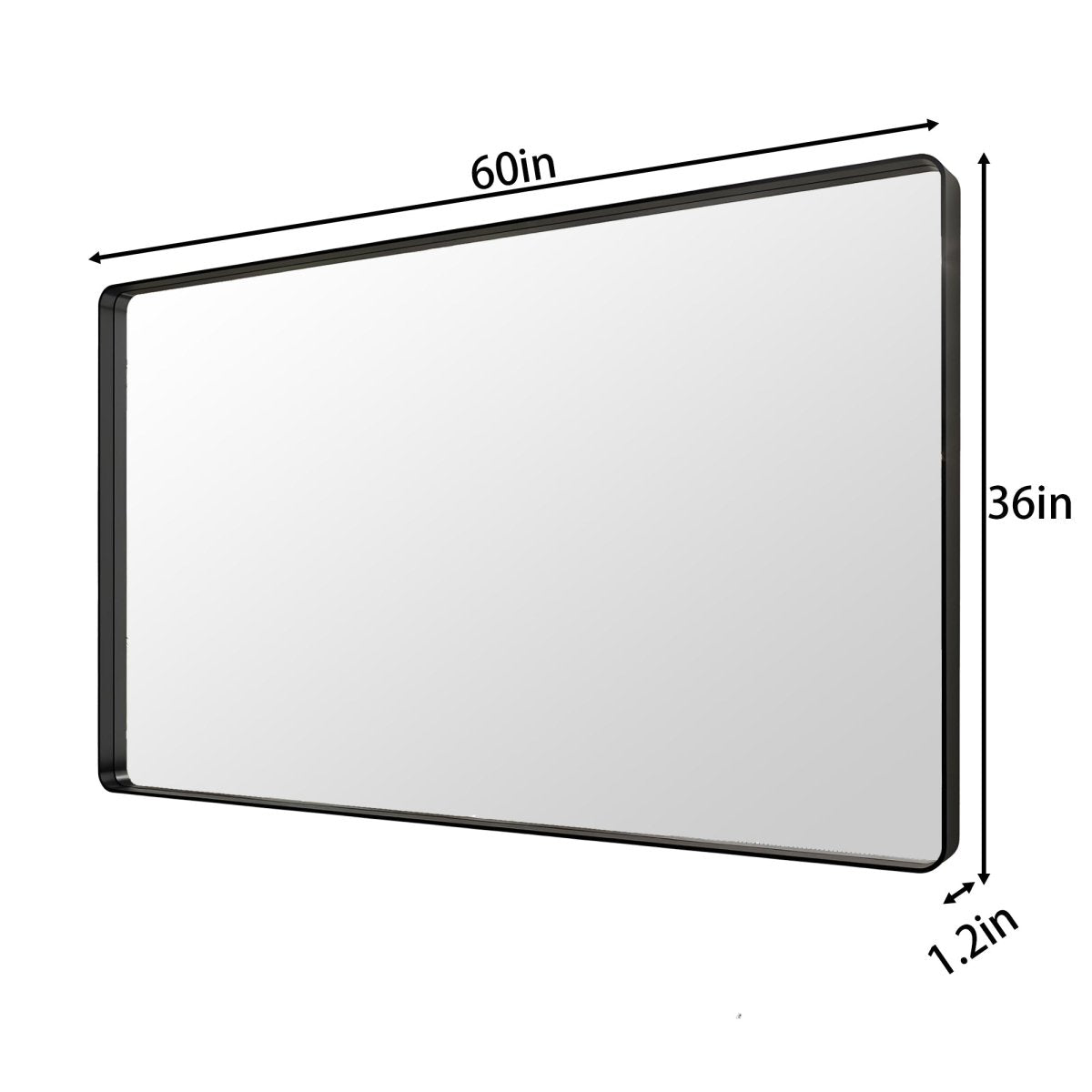 Noir 60" x 36" Vanity Mirror – Modern, Elegant, Rectangular Wall Mirror with Tempered Glass, Shatterproof, Rust-Resistant, Matte Black Frame for Bathroom, Living Room & Hallway - ExBriteUSA