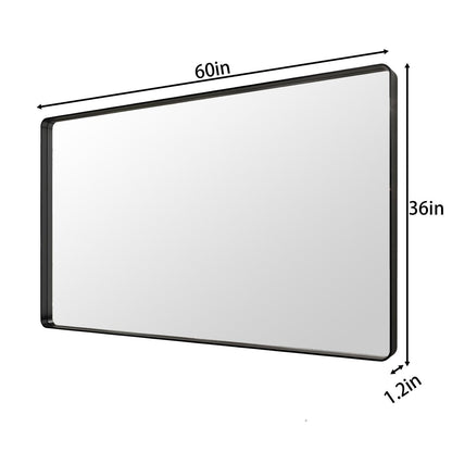 Noir 60" x 36" Vanity Mirror – Modern, Elegant, Rectangular Wall Mirror with Tempered Glass, Shatterproof, Rust-Resistant, Matte Black Frame for Bathroom, Living Room & Hallway - ExBriteUSA