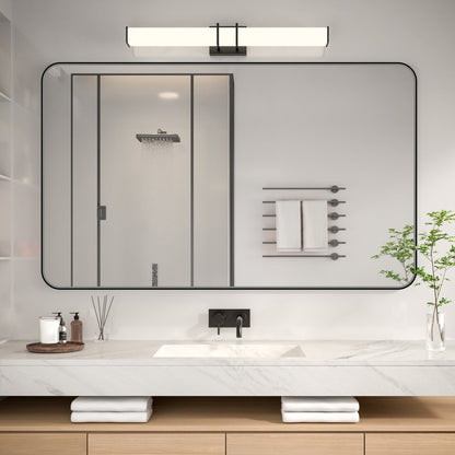 Noir 60" x 36" Vanity Mirror – Modern, Elegant, Rectangular Wall Mirror with Tempered Glass, Shatterproof, Rust-Resistant, Matte Black Frame for Bathroom, Living Room & Hallway - ExBriteUSA