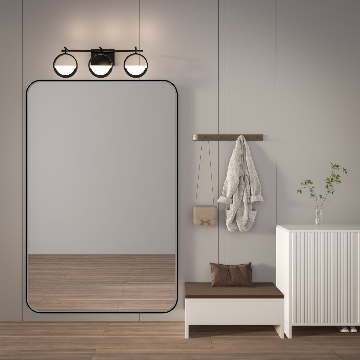 Noir 60" x 40" Vanity Mirror – Modern, Elegant, Rectangular Wall Mirror with Tempered Glass, Shatterproof, Rust-Resistant, Matte Black Frame for Bathroom, Living Room & Hallway