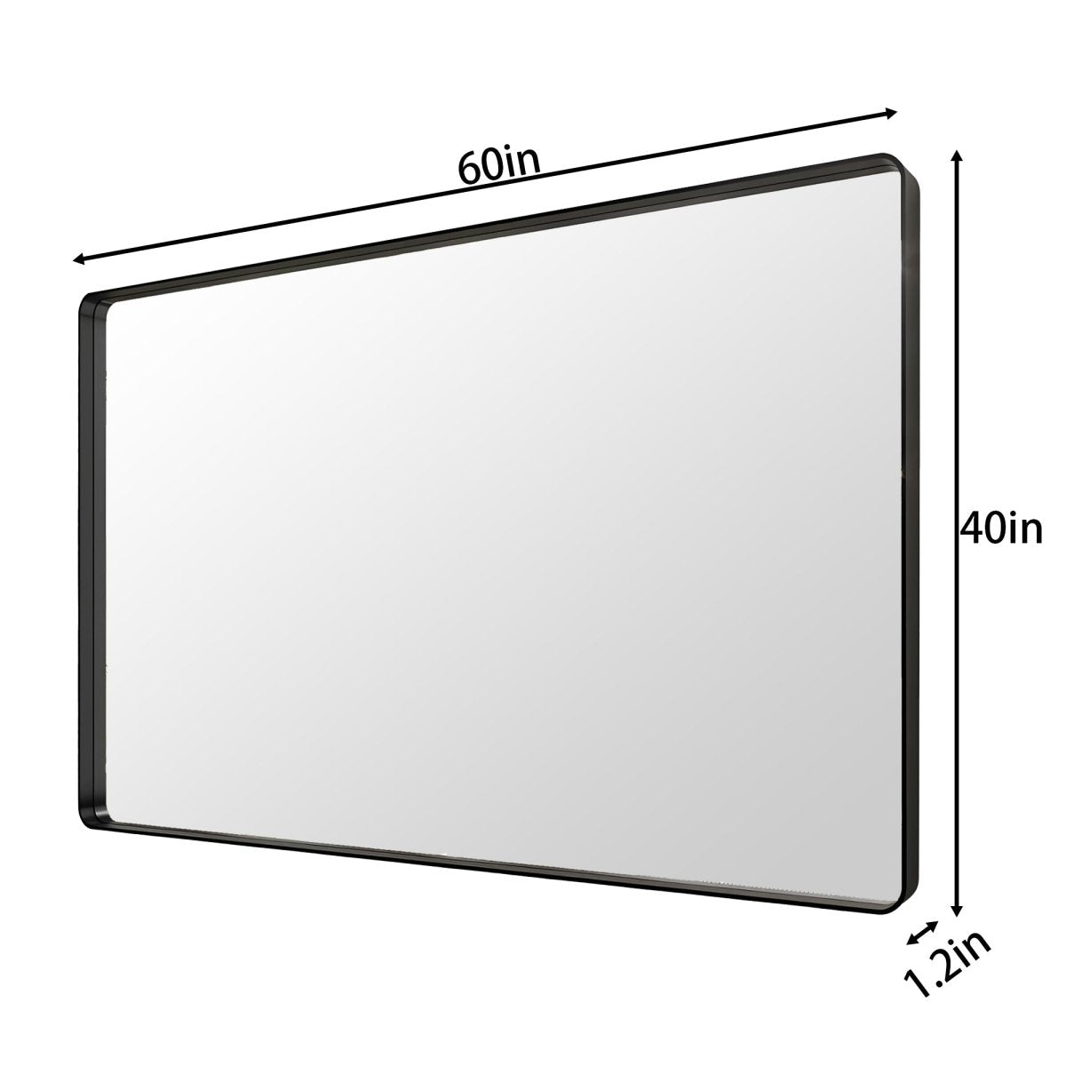 Noir 60" x 40" Vanity Mirror – Modern, Elegant, Rectangular Wall Mirror with Tempered Glass, Shatterproof, Rust-Resistant, Matte Black Frame for Bathroom, Living Room & Hallway