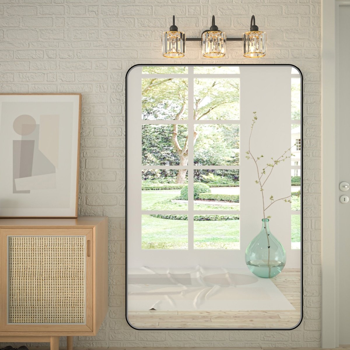 Noir 60" x 40" Vanity Mirror – Modern, Elegant, Rectangular Wall Mirror with Tempered Glass, Shatterproof, Rust-Resistant, Matte Black Frame for Bathroom, Living Room & Hallway