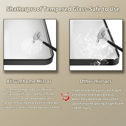 Noir 60" x 40" Vanity Mirror – Modern, Elegant, Rectangular Wall Mirror with Tempered Glass, Shatterproof, Rust-Resistant, Matte Black Frame for Bathroom, Living Room & Hallway