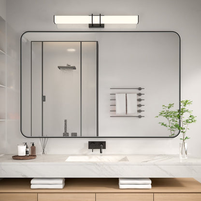 Noir 60" x 40" Vanity Mirror – Modern, Elegant, Rectangular Wall Mirror with Tempered Glass, Shatterproof, Rust-Resistant, Matte Black Frame for Bathroom, Living Room & Hallway
