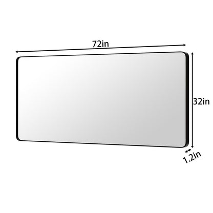 Noir 72" x 32" Vanity Mirror – Modern, Elegant, Rectangular Wall Mirror with Tempered Glass, Shatterproof, Rust-Resistant, Matte Black Frame for Bathroom, Living Room & Hallway - ExBriteUSA