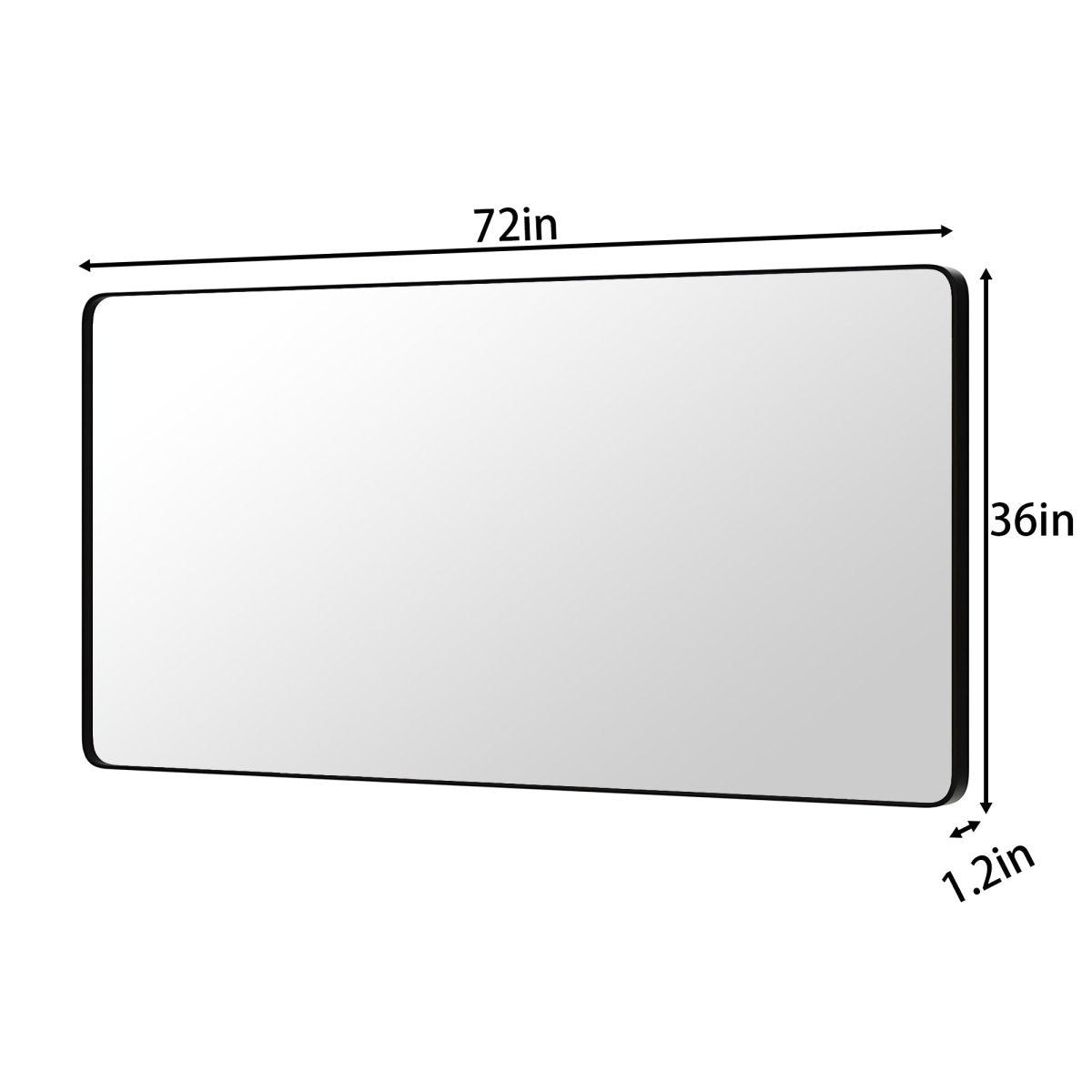 Noir 72" x 36" Vanity Mirror – Modern, Elegant, Rectangular Wall Mirror with Tempered Glass, Shatterproof, Rust-Resistant, Matte Black Frame for Bathroom, Living Room & Hallway - ExBriteUSA