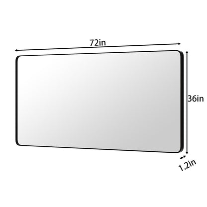 Noir 72" x 36" Vanity Mirror – Modern, Elegant, Rectangular Wall Mirror with Tempered Glass, Shatterproof, Rust-Resistant, Matte Black Frame for Bathroom, Living Room & Hallway - ExBriteUSA