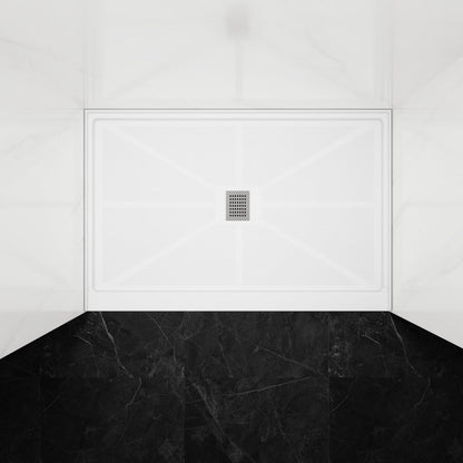 Pequod-M 48 x 32 Shower Bases - Premium Solid Surface, Non-Porous, Stain-Resistant, Long-Lasting