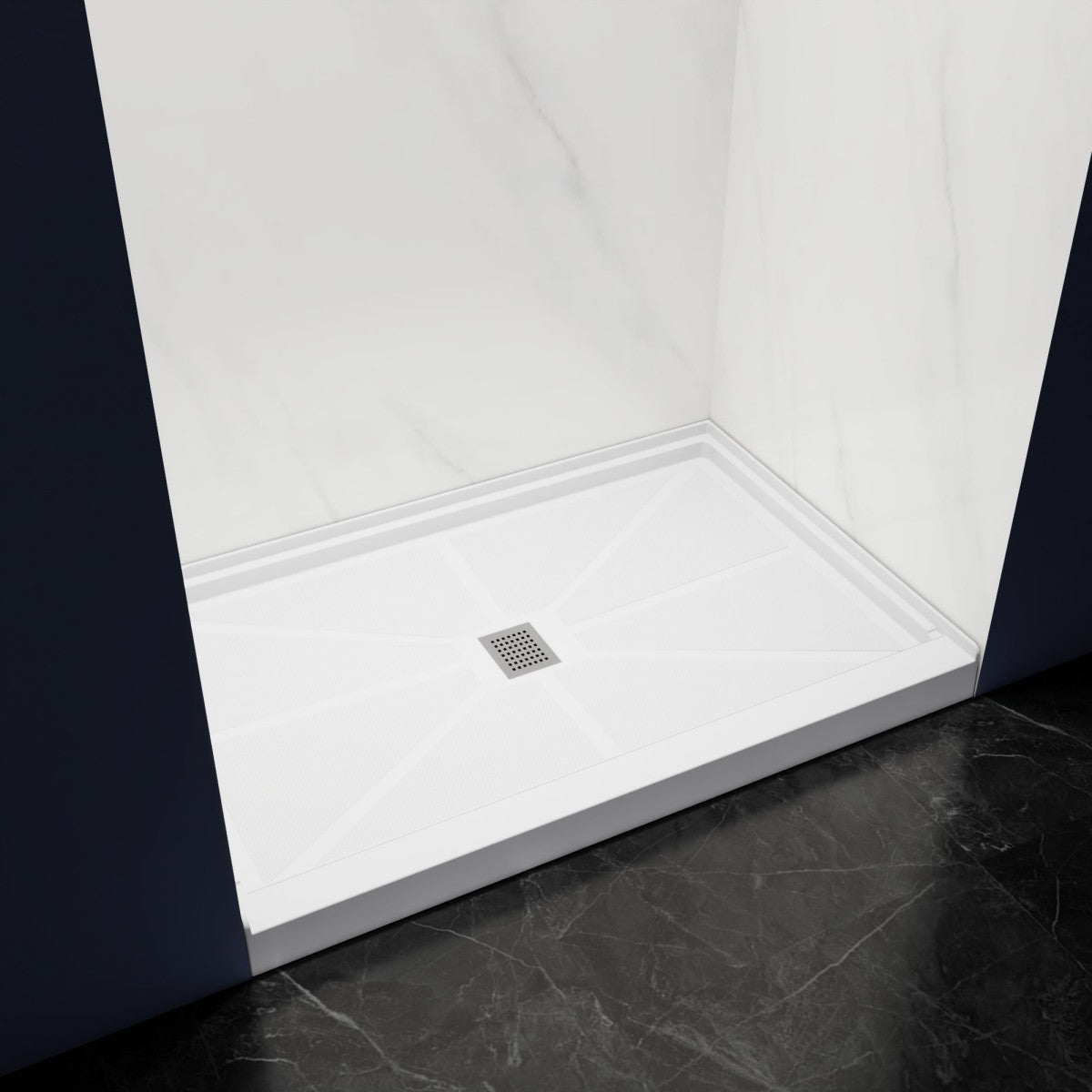 Pequod-M 48 x 32 Shower Bases - Premium Solid Surface, Non-Porous, Stain-Resistant, Long-Lasting