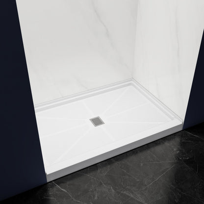 Pequod-M 48 x 32 Shower Bases - Premium Solid Surface, Non-Porous, Stain-Resistant, Long-Lasting