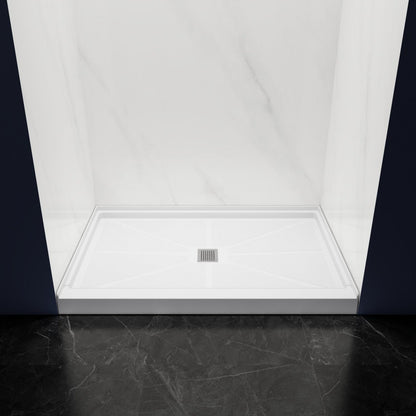 Pequod-M 48 x 32 Shower Bases - Premium Solid Surface, Non-Porous, Stain-Resistant, Long-Lasting
