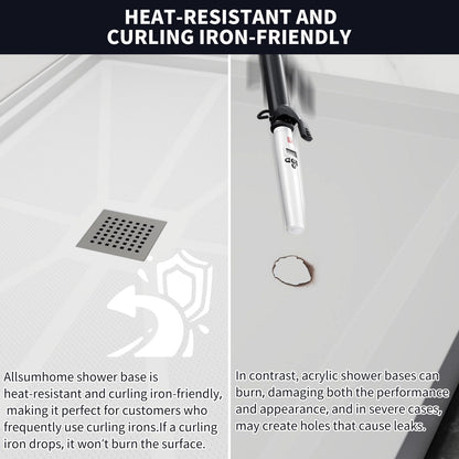 Pequod-M 48 x 32 Shower Bases - Premium Solid Surface, Non-Porous, Stain-Resistant, Long-Lasting