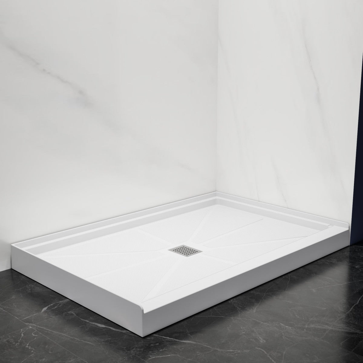 Pequod-M 48 x 32 Shower Bases - Premium Solid Surface, Non-Porous, Stain-Resistant, Long-Lasting