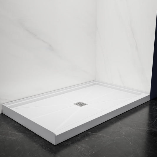 Pequod-M 60 x 36 Shower Pan - Premium Solid Surface, Non-Porous, Stain-Resistant, Long-Lasting