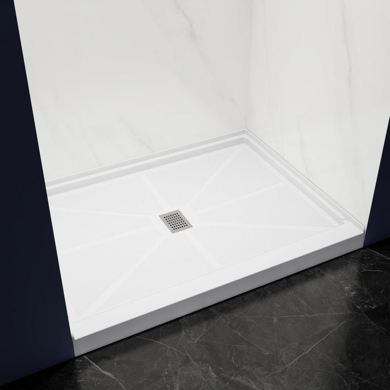 Pequod - M Shower Base, 48"x 36", White with Brushed Nickel Cover,Middle